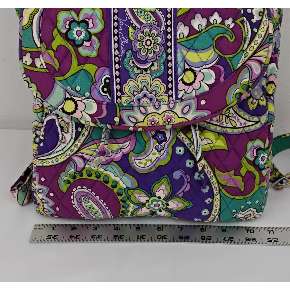 Vera Bradley Quilted Backpack Heather Purple Paisley Print Top Handle #J5585 - Picture 13 of 15